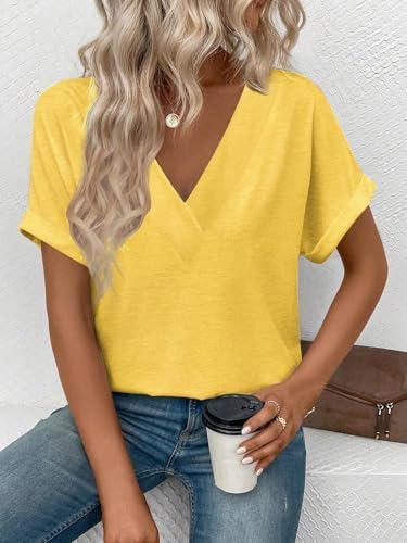 41zeemohovl. ac .jpg Cuptacc Sommer T-Shirts Damen Kurzarm V-Ausschnitt Elegant Basic Top OEKO-TEX