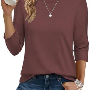 Cuptacc Langarmshirt Damen Einfarbig Weiches Komfort Lockerer Pullover Für Freizeit Und Unterwegs