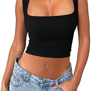Cuptacc Tank Top Damen Sommer 2025 Eckigem Ausschnitt Sexy Fitness Top OEKO-TEX STANDARD 100 Cuptacc Tank Top Damen So