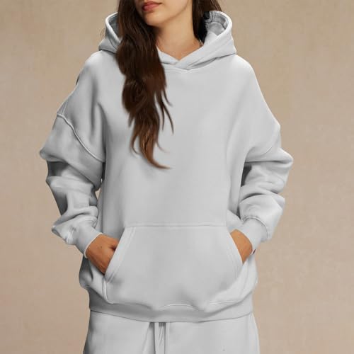 41zvhgxjuwl. ac .jpg Generisch Lässige Leichte Jogginganzug Damen Loose Fit Sport Kapuzenpullover Oversize Langarm Gelb Groß Kleiner Standard