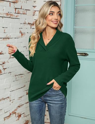 41zozadausl. ac .jpg Cuptacc Damen Sweater Pullover Elegant Gestrickt V-Ausschnitt Langarm Kragen Einfarbig