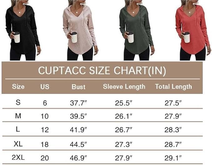 51 ncjv245l. ac .jpg Cuptacc Einfarbigen Hoodie für Damen OEKO-TEX STANDARD 100 Langarm Sweatshirt V-Ausschnitt Drawstring Top