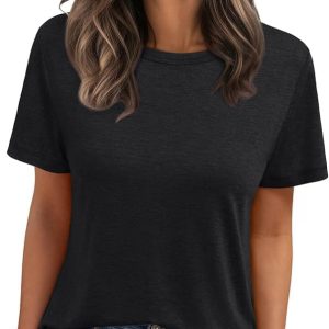 [Cuptacc Basic Shirt Damen Sommer Övertee Einfarbig Casual Top OEKO-TEX STANDARD 100] [Cuptacc Damen Rundhals Sommer Öve