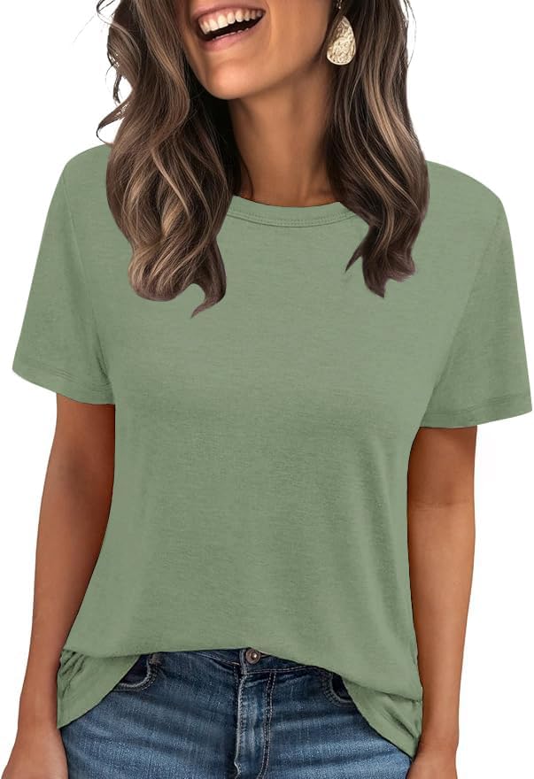 510r7e0emgl. ac .jpg Cuptacc Sommer T-Shirt Damen Basic Oberteil Einfarbig Casual Top OEKO-TEX STANDARD 100