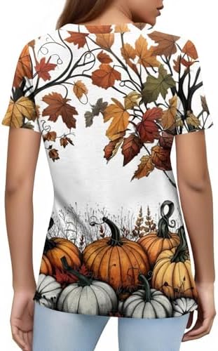 512unmhtjll. ac 1.jpg Generisch Halloween Damen Kurzarm Blutiges Witzig Trendy Blutspritzer Horror T-Shirts Kürbis-Fledermaus-Print Oberteil