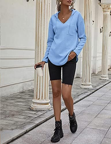 513qwlv8hzl. ac .jpg Morhuduck Damen-Kapuzenpullover mit V-Ausschnitt, langärmelig, Tops mit Tasche, Kordelzug, Stretchmaterial, perfekt für
