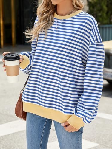 514bczvqlil. ac .jpg IFFEI Oversized Sweatshirt Damen Herbst Gestreifter Langarmshirts Lässig Y2K Top Shirt