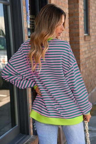 514gkpw3fvl. ac .jpg IFFEI Oversized Sweatshirt Damen Herbst Gestreifter Langarmshirts Lässig Y2K Top Shirt