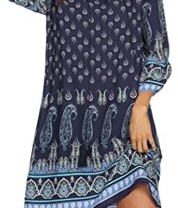 Zeagoo Sommerkleider Damen Bohemian Blumen Tunika Kleid