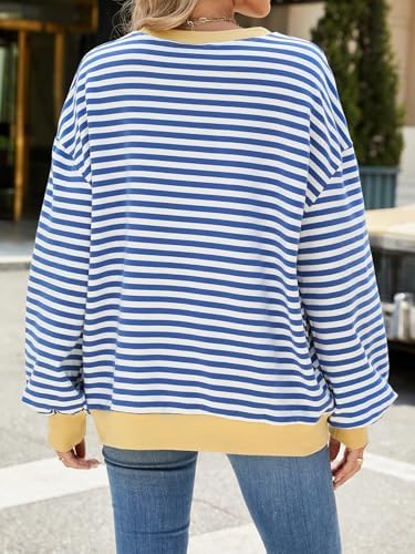 516edglpgsl. ac .jpg IFFEI Oversized Sweatshirt Damen Herbst Gestreifter Langarmshirts Lässig Y2K Top Shirt