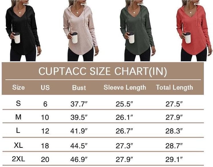 518udmlhlal. ac .jpg Cuptacc Einfarbigen Hoodie für Damen OEKO-TEX STANDARD 100 Langarm Sweatshirt V-Ausschnitt Drawstring Top