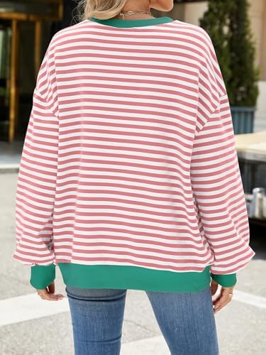 519dbp4g8ql. ac .jpg IFFEI Oversized Sweatshirt Damen Herbst Gestreifter Langarmshirts Lässig Y2K Top Shirt