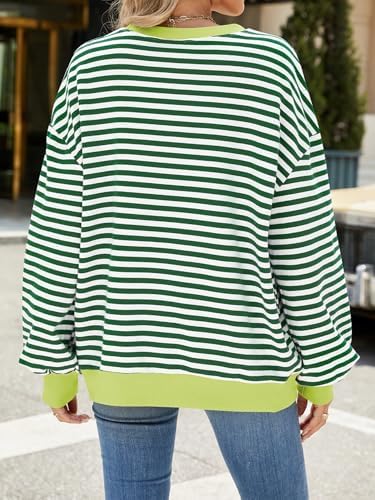 51ava0sidrl. ac .jpg IFFEI Oversized Sweatshirt Damen Herbst Gestreifter Langarmshirts Lässig Y2K Top Shirt