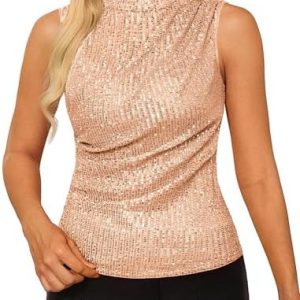 GRACE KARIN Damen Elegant Neckholder Pailletten Tank Top Slim Fit Party Oberteile