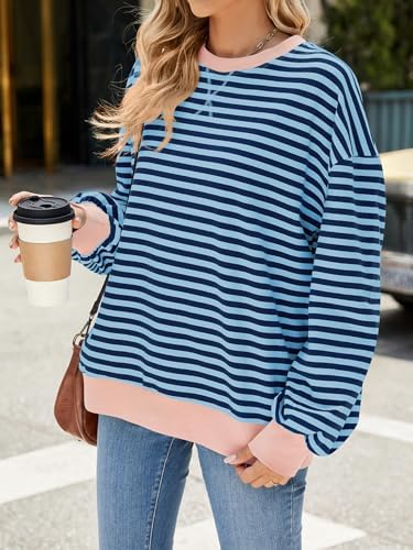 51bbvu8zeql. ac .jpg IFFEI Oversized Sweatshirt Damen Herbst Gestreifter Langarmshirts Lässig Y2K Top Shirt
