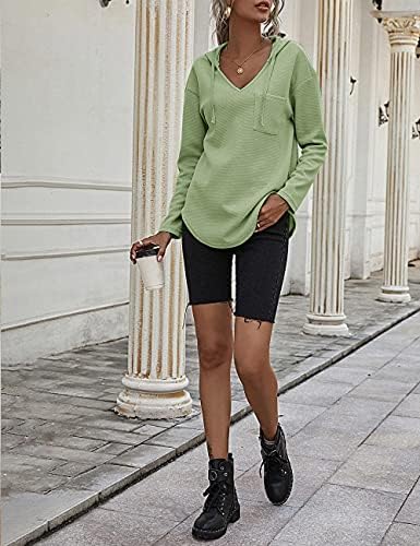 51dgfxobaql. ac .jpg Morhuduck Damen-Kapuzenpullover mit V-Ausschnitt, langärmelig, Tops mit Tasche, Kordelzug, Stretchmaterial, perfekt für