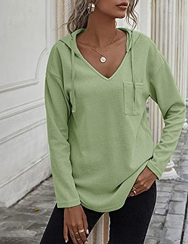 51ea1wfunal. ac .jpg Morhuduck Damen-Kapuzenpullover mit V-Ausschnitt, langärmelig, Tops mit Tasche, Kordelzug, Stretchmaterial, perfekt für