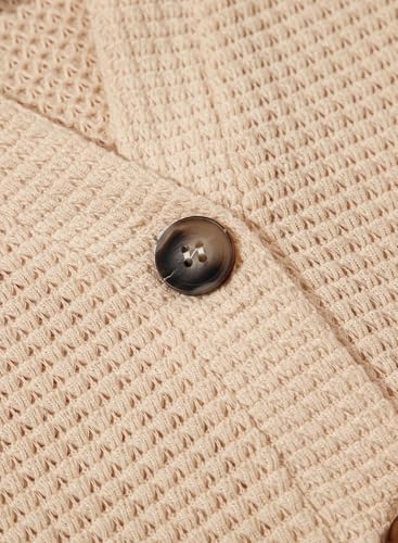 51h6bvaypwl. ac .jpg Cuptacc Hoodie Damen Waffel Locker Kapuzenpullover Mit Knopfleiste V-Ausschnitt Langarm Pullover Für Damen Mit Kapuze