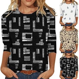 Bastwahl Damen 3/4 Arm Shirt Elegant Rundhals T-Shirt Pullover Weich Sommer Herbst Schwarz | Bastwahl Damen 3/4 Arm Ele