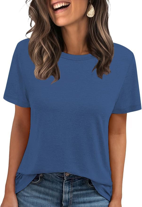 51qiyhkkytl. ac .jpg Cuptacc Sommer T-Shirt Damen Basic Oberteil Einfarbig Casual Top OEKO-TEX STANDARD 100