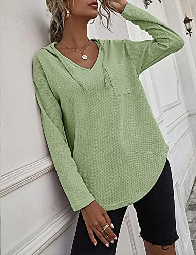 51uknixwlml. ac .jpg Morhuduck Damen-Kapuzenpullover mit V-Ausschnitt, langärmelig, Tops mit Tasche, Kordelzug, Stretchmaterial, perfekt für