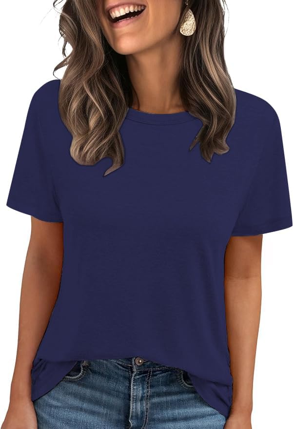 51yab4fqzjl. ac .jpg Cuptacc Sommer T-Shirt Damen Basic Oberteil Einfarbig Casual Top OEKO-TEX STANDARD 100