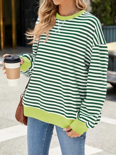 51zlp3y0hal. ac .jpg IFFEI Oversized Sweatshirt Damen Herbst Gestreifter Langarmshirts Lässig Y2K Top Shirt
