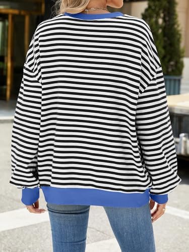 51zlmlbwahl. ac .jpg IFFEI Oversized Sweatshirt Damen Herbst Gestreifter Langarmshirts Lässig Y2K Top Shirt