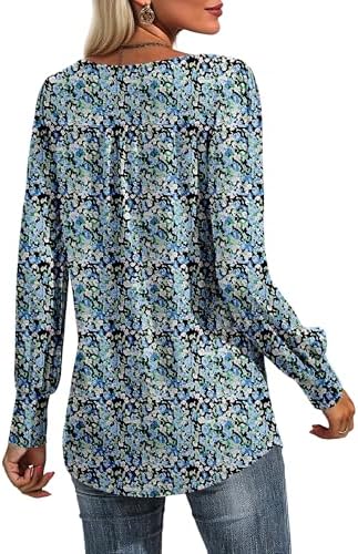 51zrqxafy2l. ac 1.jpg Cuptacc Damen Langarmshirt Falten Rundhals Puffärmel Mit Knöpfen Locker Longshirt Elegant Oberteile OEKO-TEX STANDARD 10