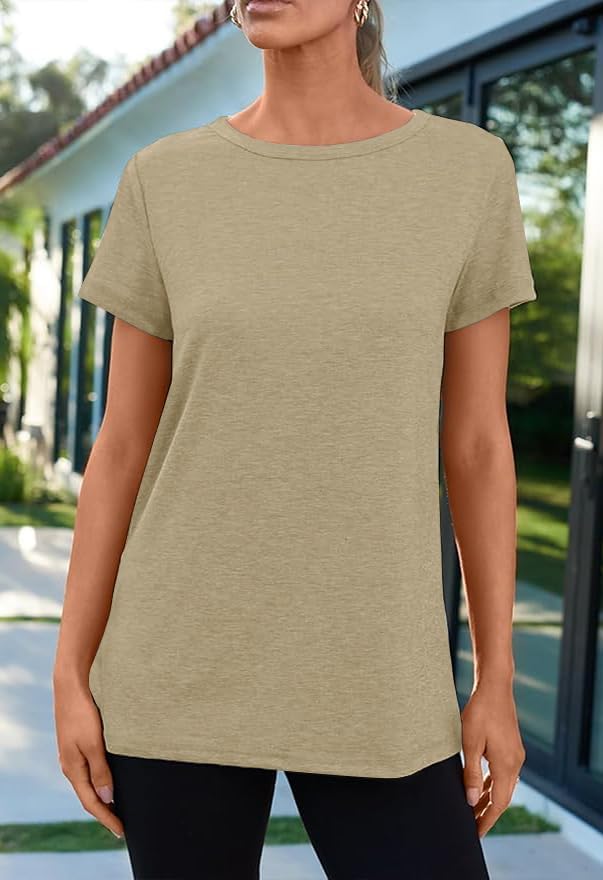 51cuxzzvl. ac .jpg Cuptacc Sommer T-Shirt Damen Basic Oberteil Einfarbig Casual Top OEKO-TEX STANDARD 100