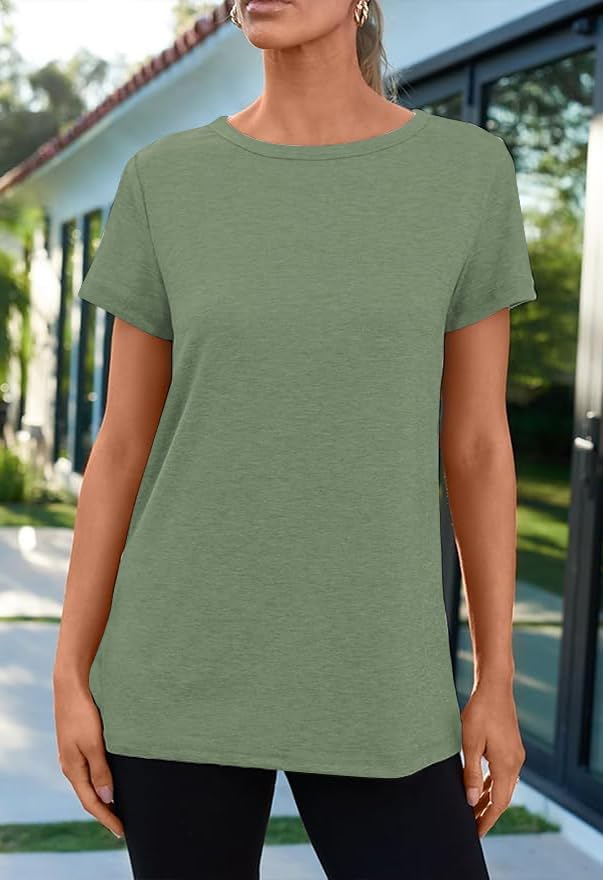 51eayr6wdal. ac .jpg Cuptacc Sommer T-Shirt Damen Basic Oberteil Einfarbig Casual Top OEKO-TEX STANDARD 100