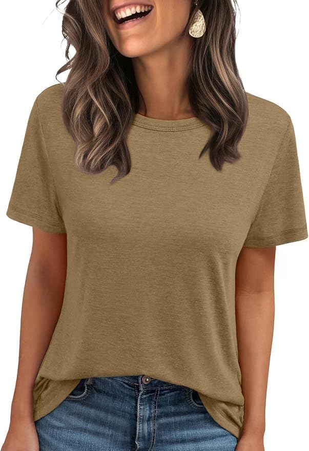 51evnqapjnl. ac .jpg Cuptacc Sommer T-Shirt Damen Basic Oberteil Einfarbig Casual Top OEKO-TEX STANDARD 100