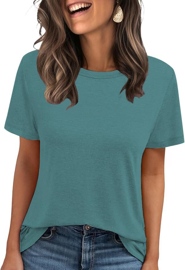 51enezjsw8l. ac .jpg Cuptacc Sommer T-Shirt Damen Basic Oberteil Einfarbig Casual Top OEKO-TEX STANDARD 100
