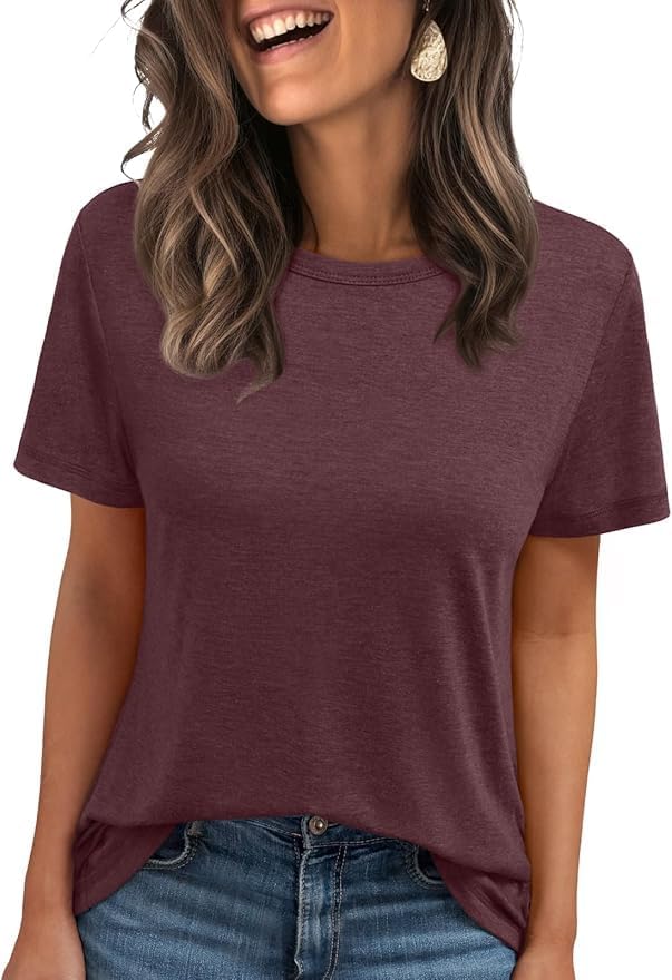 51erz8qph9l. ac .jpg Cuptacc Sommer T-Shirt Damen Basic Oberteil Einfarbig Casual Top OEKO-TEX STANDARD 100