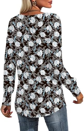 51gm2 efv5l. ac 1.jpg Cuptacc Damen Langarmshirt Falten Rundhals Puffärmel Mit Knöpfen Locker Longshirt Elegant Oberteile OEKO-TEX STANDARD 10