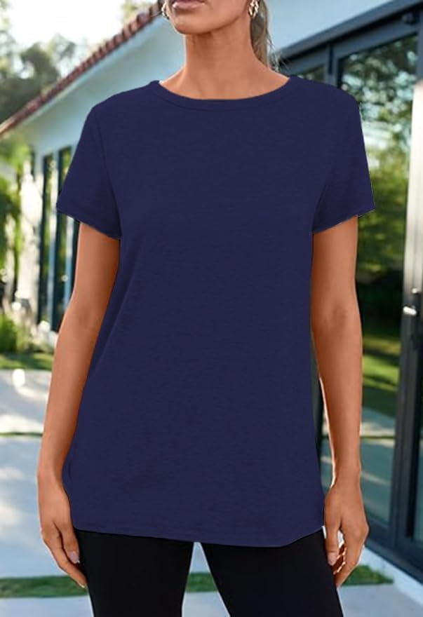 51hxwjklecl. ac .jpg Cuptacc Sommer T-Shirt Damen Basic Oberteil Einfarbig Casual Top OEKO-TEX STANDARD 100