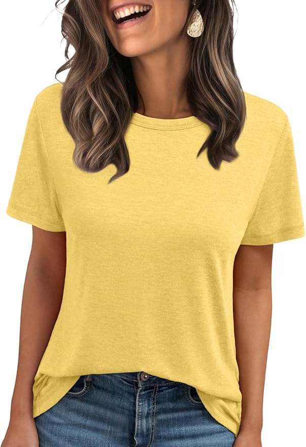 51j5oangm1l. ac .jpg Cuptacc Sommer T-Shirt Damen Basic Oberteil Einfarbig Casual Top OEKO-TEX STANDARD 100