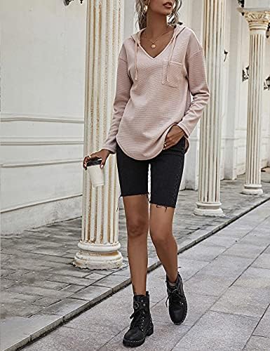51pzmwk7c7l. ac .jpg Morhuduck Damen-Kapuzenpullover mit V-Ausschnitt, langärmelig, Tops mit Tasche, Kordelzug, Stretchmaterial, perfekt für