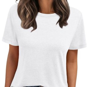 Cuptacc Sommer T-Shirt Damen Basic Oberteil Einfarbig Casual Top OEKO-TEX STANDARD 100