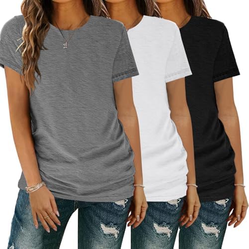 51slvtac1 l. ac .jpg YGOODM Damen 3er Pack Kurzarm Sommer T-Shirts Basic Rundhalsausschnitt