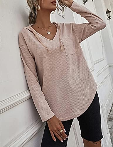 51xnzbfgs5l. ac .jpg Morhuduck Damen-Kapuzenpullover mit V-Ausschnitt, langärmelig, Tops mit Tasche, Kordelzug, Stretchmaterial, perfekt für